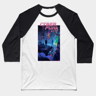 Cyber Punk City Baseball T-Shirt